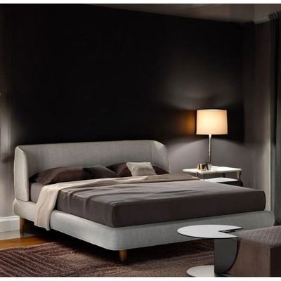 Soleil Leather Fabric Bed L225 x W200 x H105 - Light Grey