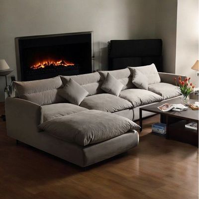 Abstract Comfy 5-Seater Corner Sofa L170 x W320 x H80 - Light Grey