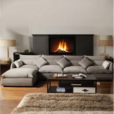 Abstract Comfy 5-Seater Corner Sofa L170 x W320 x H80 - Light Grey