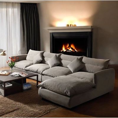 Abstract Comfy 5-Seater Corner Sofa L170 x W320 x H80 - Light Grey