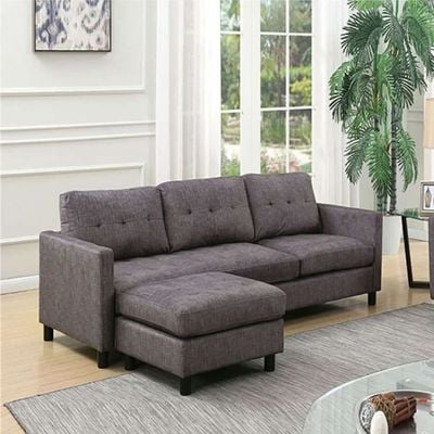 ACME Ceasar Sectional Sofa in Gray Fabric, luxury sofa L90 x W190 x H85 - Grey