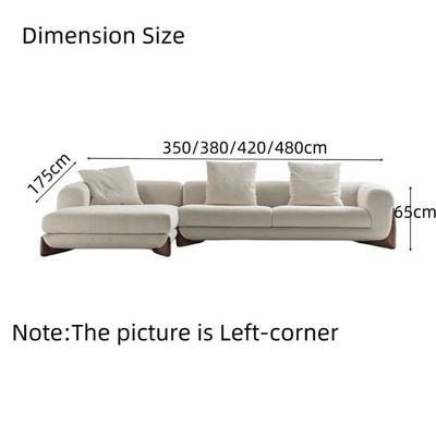 Astoria Fleece Fabric Sofa L175 x W350 x H65 - Off-White