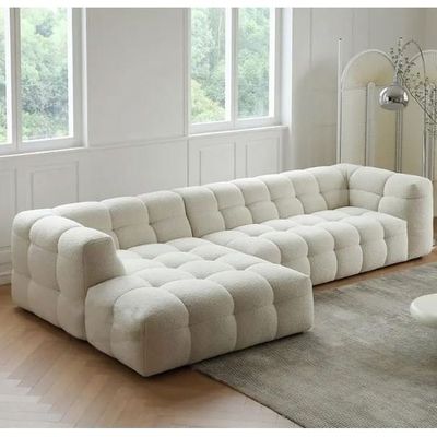 Aristocrat Fleece Fabric Cloud L-shaped Sofa L170 x W300 x H100 - White
