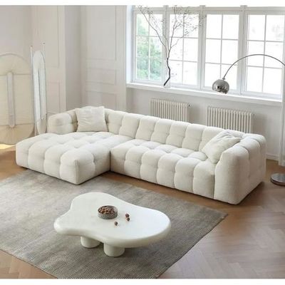 Aristocrat Fleece Fabric Cloud L-shaped Sofa L170 x W300 x H100 - White