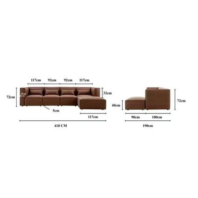 Aristo 4-Seater L-Shape Polyester Sofa L190 x W418 x H72 - White