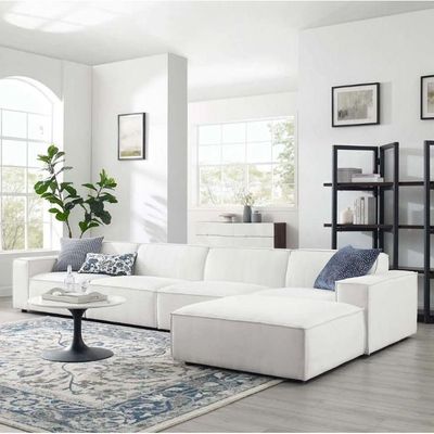 Aristo 4-Seater L-Shape Polyester Sofa L190 x W418 x H72 - White