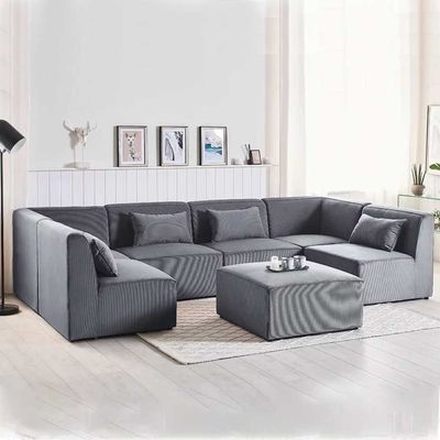 Basinger 7-Piece Modular U-Shape Sofa Kustom Deco Furniture L166 x W332 x H78 - Dark Grey