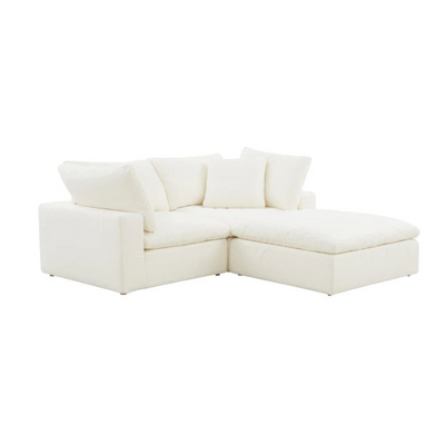 Cloud Feather Medium Size Sofa With Ottoman L200 x W200 x H75 - White