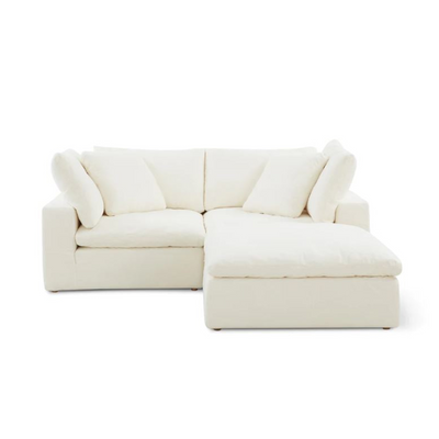 Cloud Feather Medium Size Sofa With Ottoman L200 x W200 x H75 - White
