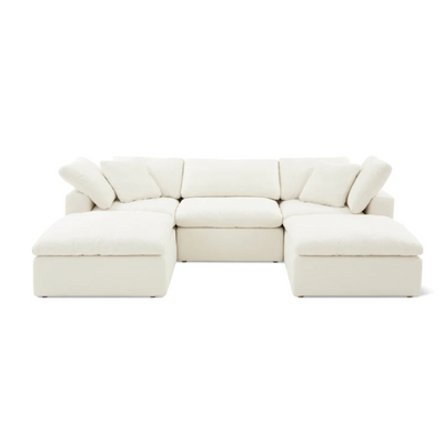 Cloud Feather Sofa U-Shape with Two Ottoman L200 x W300 x H75 - White