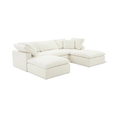 Cloud Feather Sofa U-Shape with Two Ottoman L200 x W300 x H75 - White