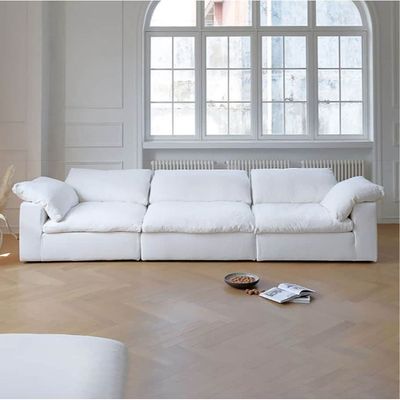 Cloud Sofa 3-Seater Polyester Fabric – White L200 x W300 x H75 - White
