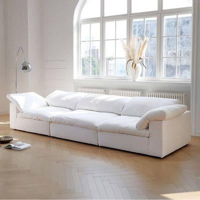Cloud Sofa 3-Seater Polyester Fabric – White L200 x W300 x H75 - White