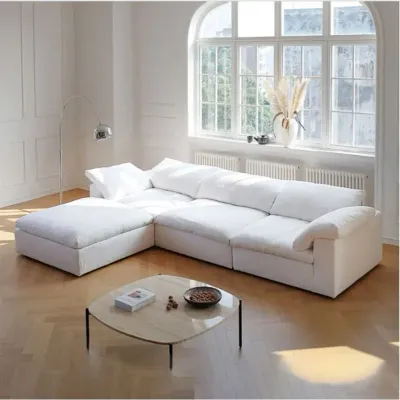 Cloud Sofa 3-Seater Polyester Fabric – White L200 x W300 x H75 - White