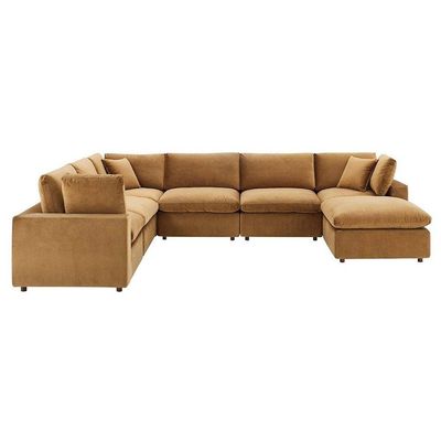 Fabric Upholstered Sectional Sofa L270 x W350 x H85 - Orange