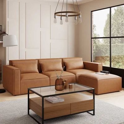 Kustom Deco Faux Leather Sectional Sofa L100 x W270 x H75 - Brown
