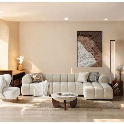 Solana L-Shape Sofa Boucle Fabric L200 x W320 x H75 - Off-White