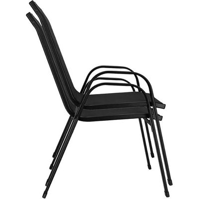 Outdoor Patio Bistro Set – Black Wicker Chairs & Round Table for Elegant and Comfortable Small Space Dining, Relaxation, and Outdoor Enjoyment L72 x W59 x H93 - Black