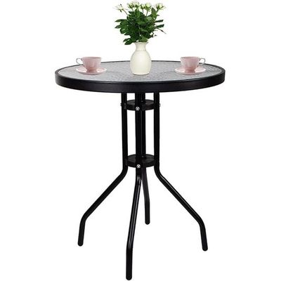 Outdoor Patio Bistro Set – Black Wicker Chairs & Round Table for Elegant and Comfortable Small Space Dining, Relaxation, and Outdoor Enjoyment L72 x W59 x H93 - Black