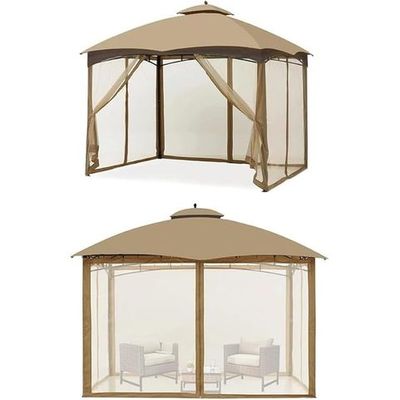 Kustom Deco Outdoor Gazebo with Mesh Mosquito Netting, 3 m Square Canopy, Beige L300 x W300 x H380 - Beige