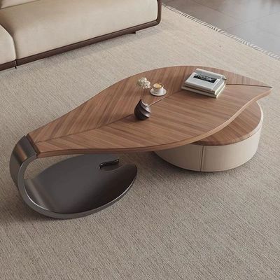 Contemporary Walnut Coffee Table Organic Leaf Shaped 140cm