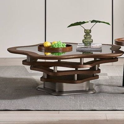 Reflective Glass Top Coffee table 100cm With free Side table