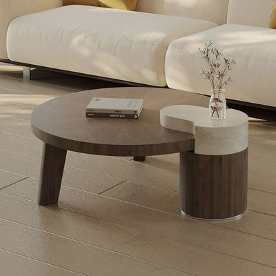 Round Coffee Table real Wood 106cm