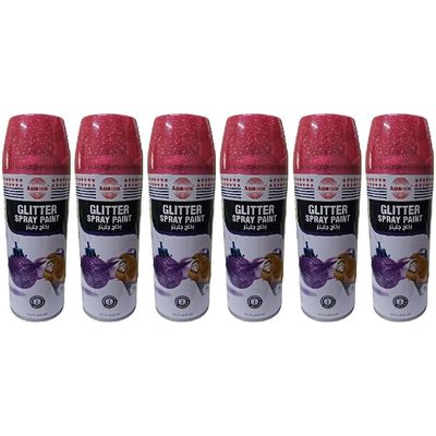 Asmaco Glitter Spray Paint - Dark Red - 400 Ml - Set of 06