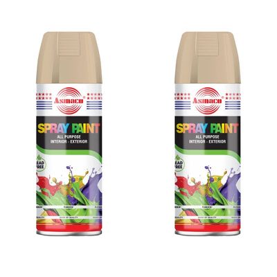 Asmaco Spray Paint - Beige - 400 Ml - Set of 02