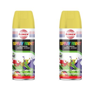 Asmaco Spray Paint - Canary Yellow - 400 Ml - Set of 02