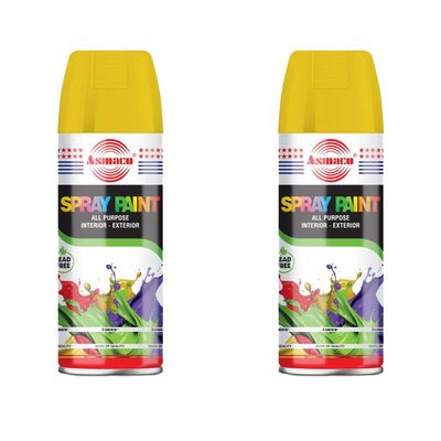 Asmaco Spray Paint - Deep Yellow - 400 Ml - Set of 02