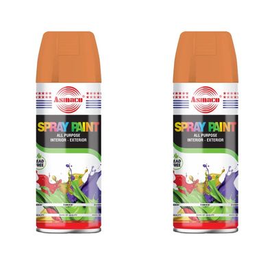 Asmaco Spray Paint - Fluo Orange Yellow - 400 Ml - Set of 02