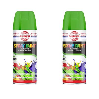 Asmaco Spray Paint - Fluorescent Green - 400 Ml - Set of 02