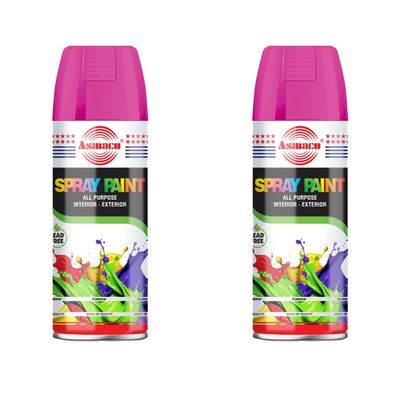 Asmaco Spray Paint - Fluorescent Pink - 400 Ml - Set of 02