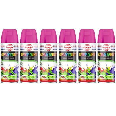 Asmaco Spray Paint - Fluorescent Pink - 400 Ml - Set of 06