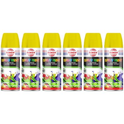 Asmaco Spray Paint - Fluorescent Yellow - 400 Ml - Set of 06