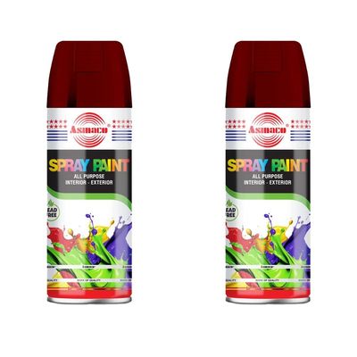Asmaco Spray Paint - Maroon - 400 Ml - Set of 02
