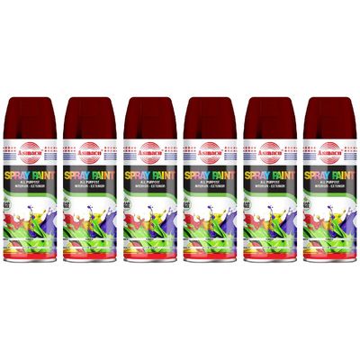 Asmaco Spray Paint - Maroon - 400 Ml - Set of 06
