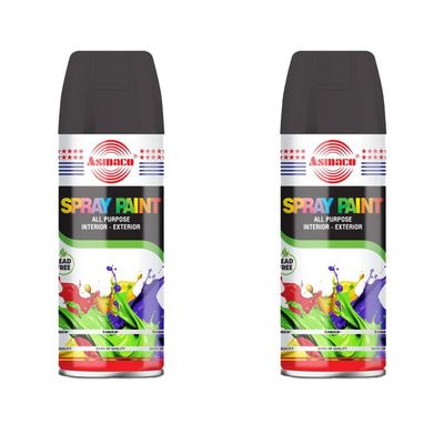 Asmaco Spray Paint - Matt Black - 400 Ml - Set of 02
