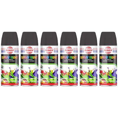 Asmaco Spray Paint - Matt Black - 400 Ml - Set of 06