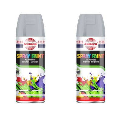 Asmaco Spray Paint - Matt Silver - 400 Ml - Set of 02