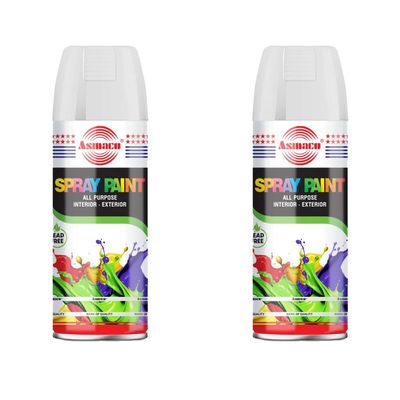 Asmaco Spray Paint - Matt White - 400 Ml - Set of 02