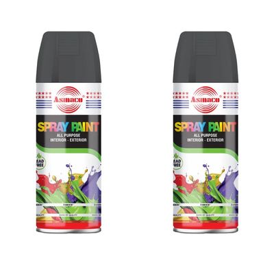 Asmaco Spray Paint - Medium Grey - 400 Ml - Set of 02