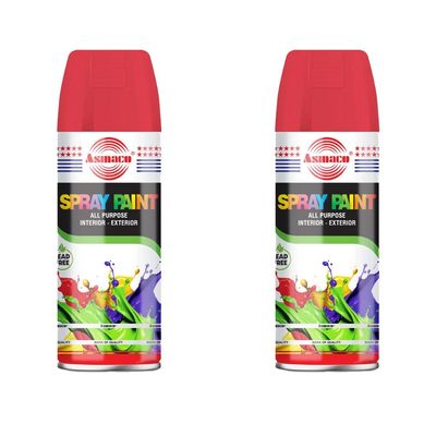 Asmaco Spray Paint - Red - 400 Ml - Set of 02