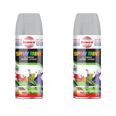 Asmaco Spray Paint - Silver Grey - 400 Ml - Set of 02