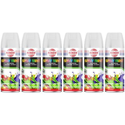 Asmaco Spray Paint - White - 400 Ml - Set of 06