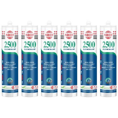 Asmaco 2500 Silicone Sealant - Clear - 280 Ml - Set of 06