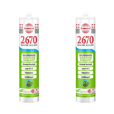 Asmaco 2670 Silicone Sealant - Clear - 280 Ml - Set of 02