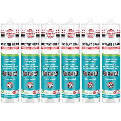Asmaco Instantgrab Adhesive Sealant - White - 280 Ml - Set of 06
