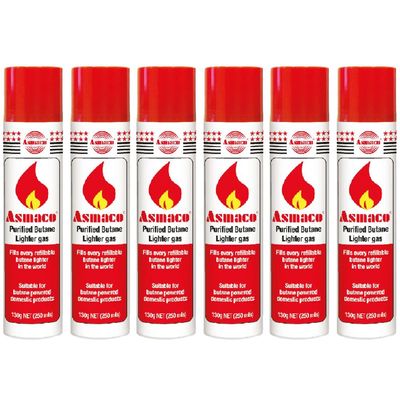 Asmaco Lighter Refill Butane Gas - 250 Ml - Set of 06